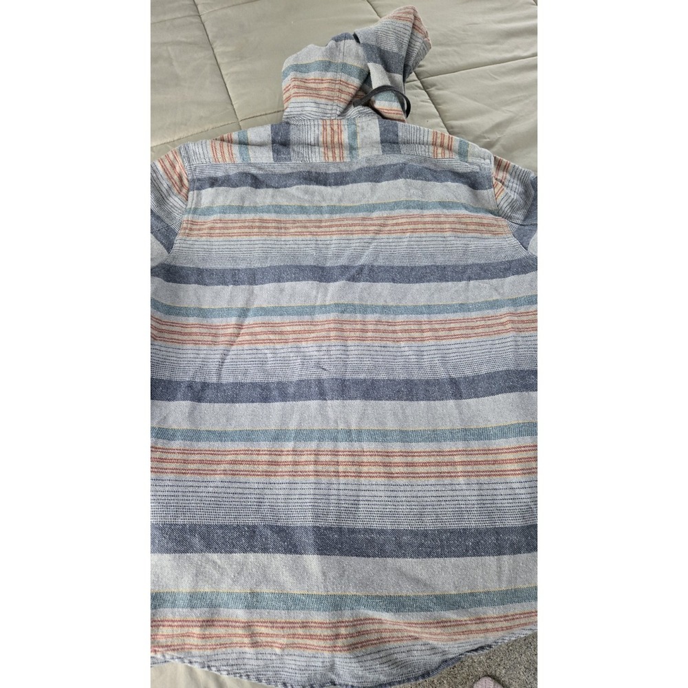 Billabong Hooded Flannel Shacket Men Large Surf Skate Stripe Button Shirt L Tuff - Picture 8 of 10